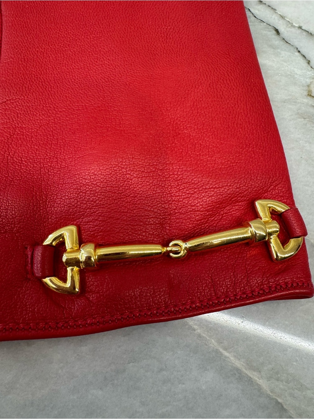 Celine Red Lambskin Leather Gloves - Picture 7 of 12